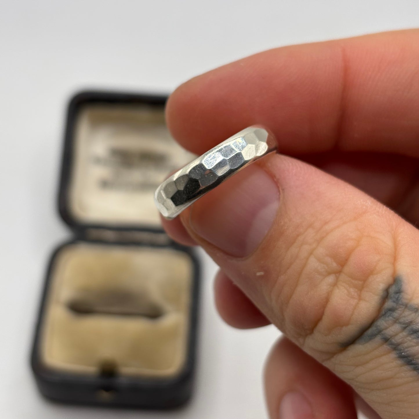 Silver Hammered Band Ring