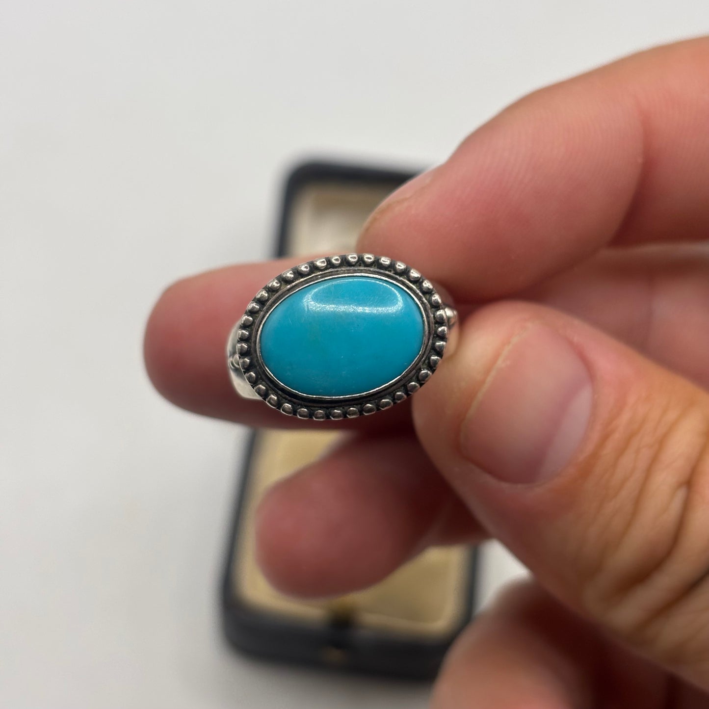 Silver Carolyn Pollack “Health” Turquoise Ring (N)