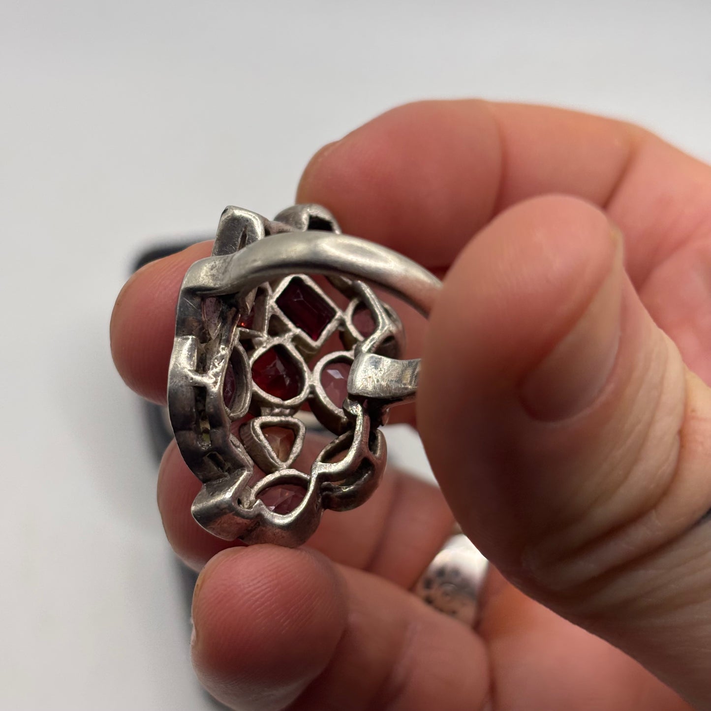 Silver Large Mixed Gem Ring (P)