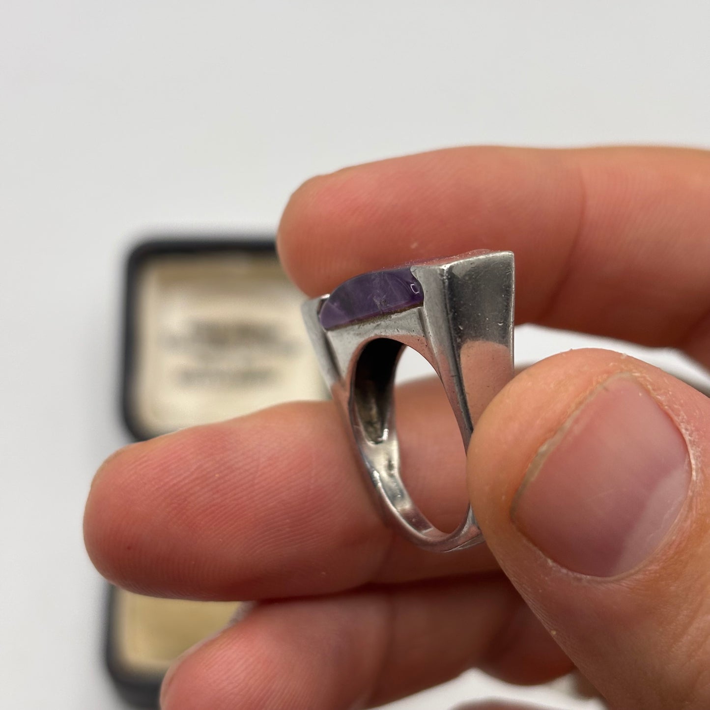 Silver Abstract Amethyst Ring