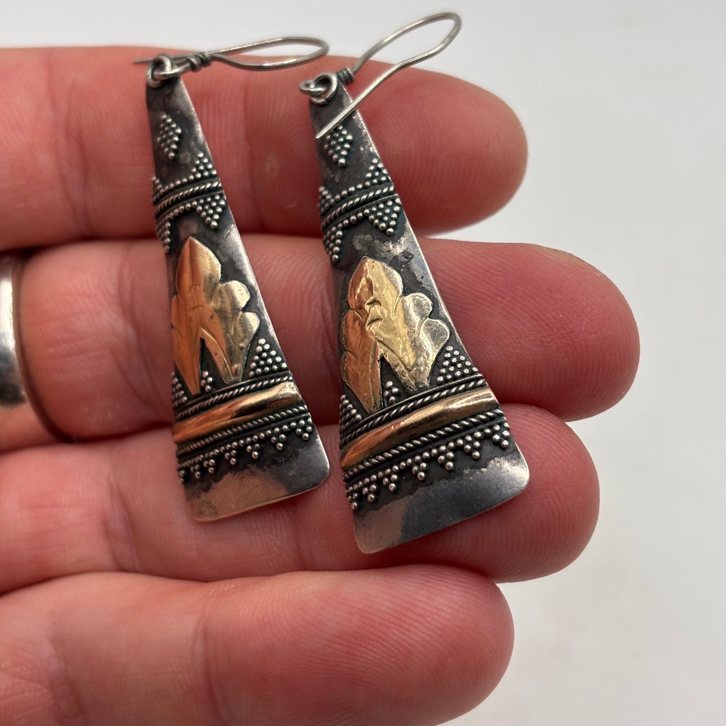 Silver Gold Detailed Earrings