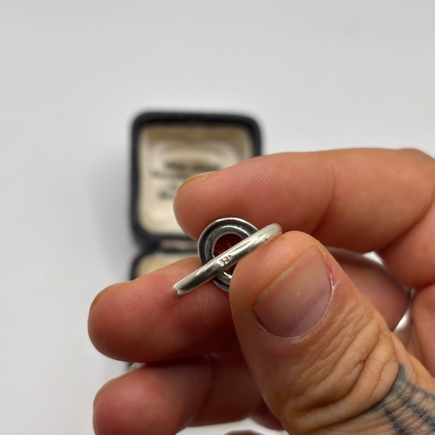 Silver Amber Ring