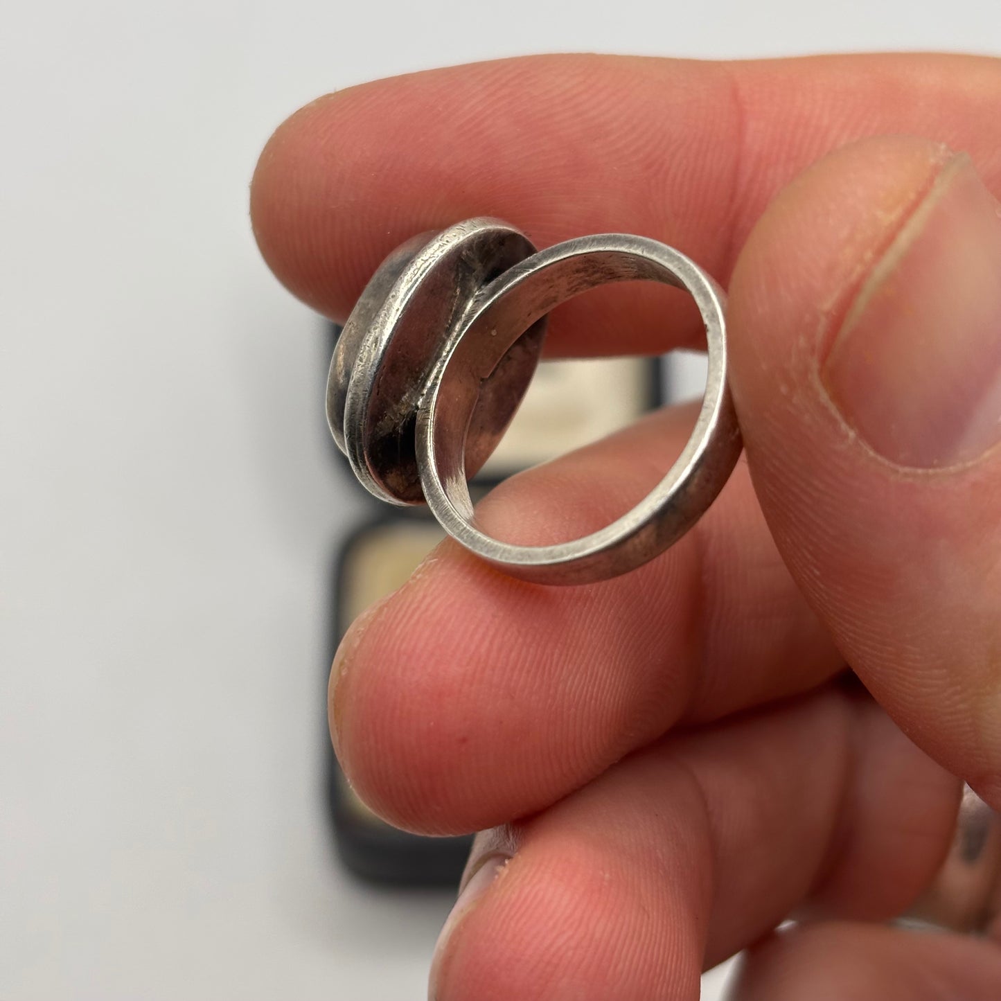 Silver Oval Garnet Ring