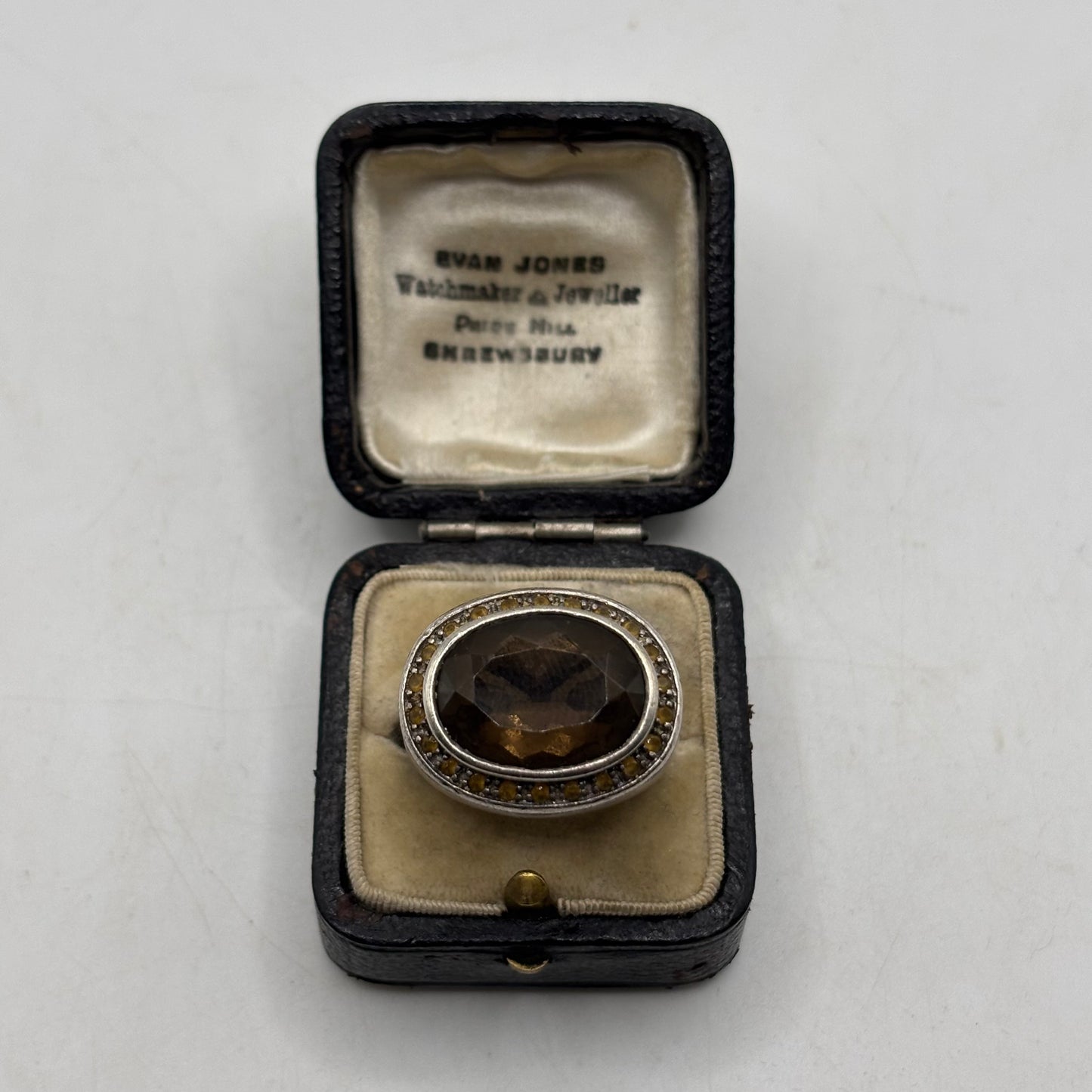 Silver Heavy Smokey Quartz Ring (N 1/2)