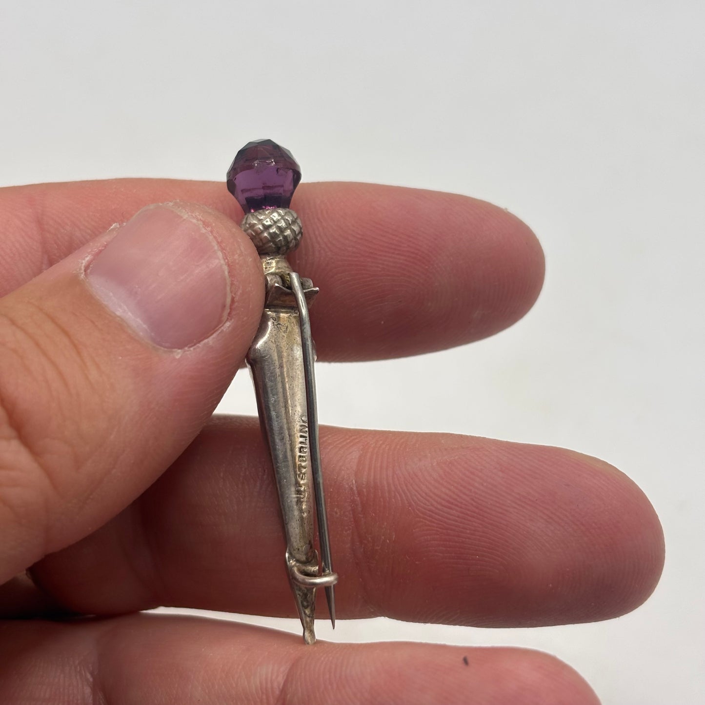 Silver Victorian Scottish Agate & Amethyst Brooch