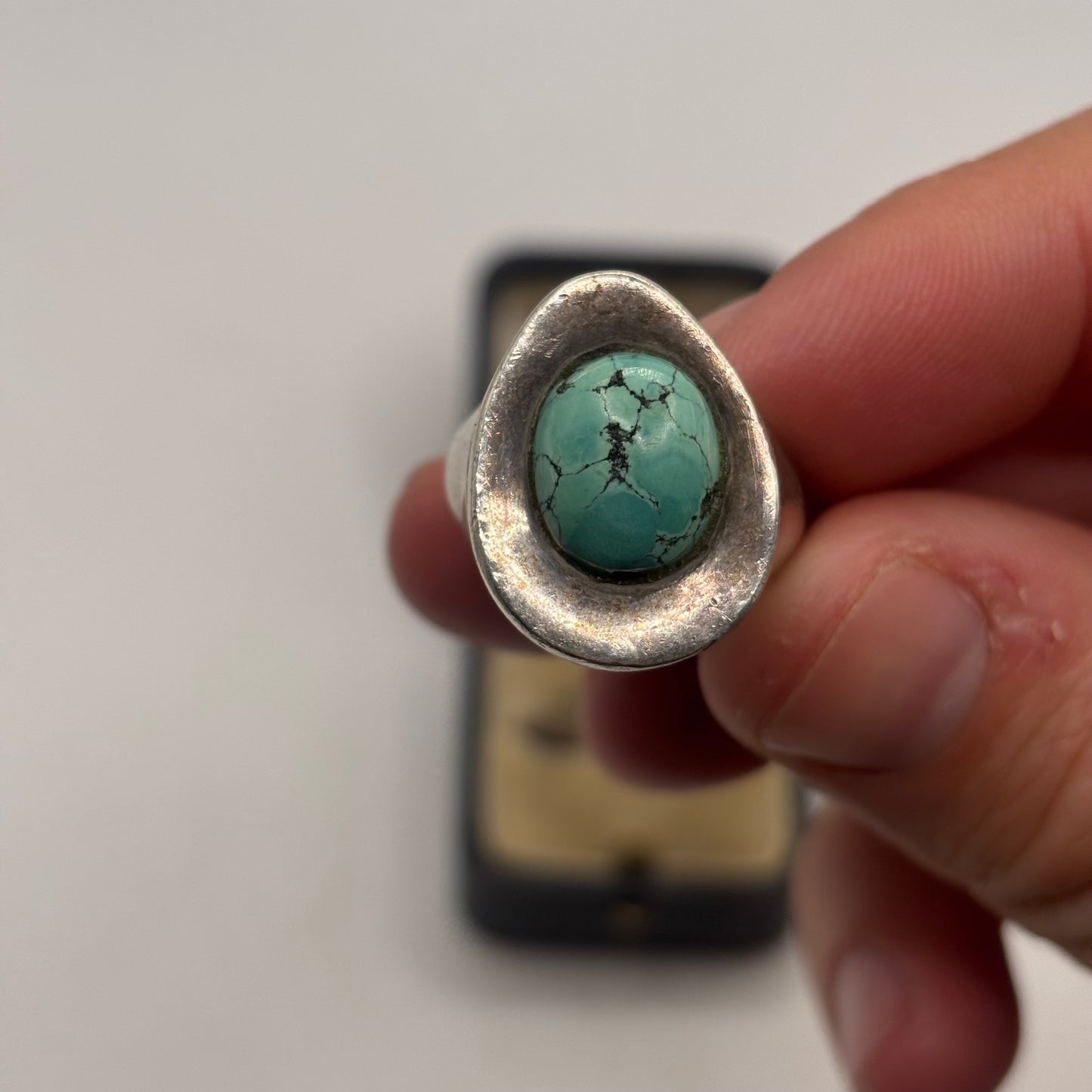 Silver Heavy Turquoise Ring (P)