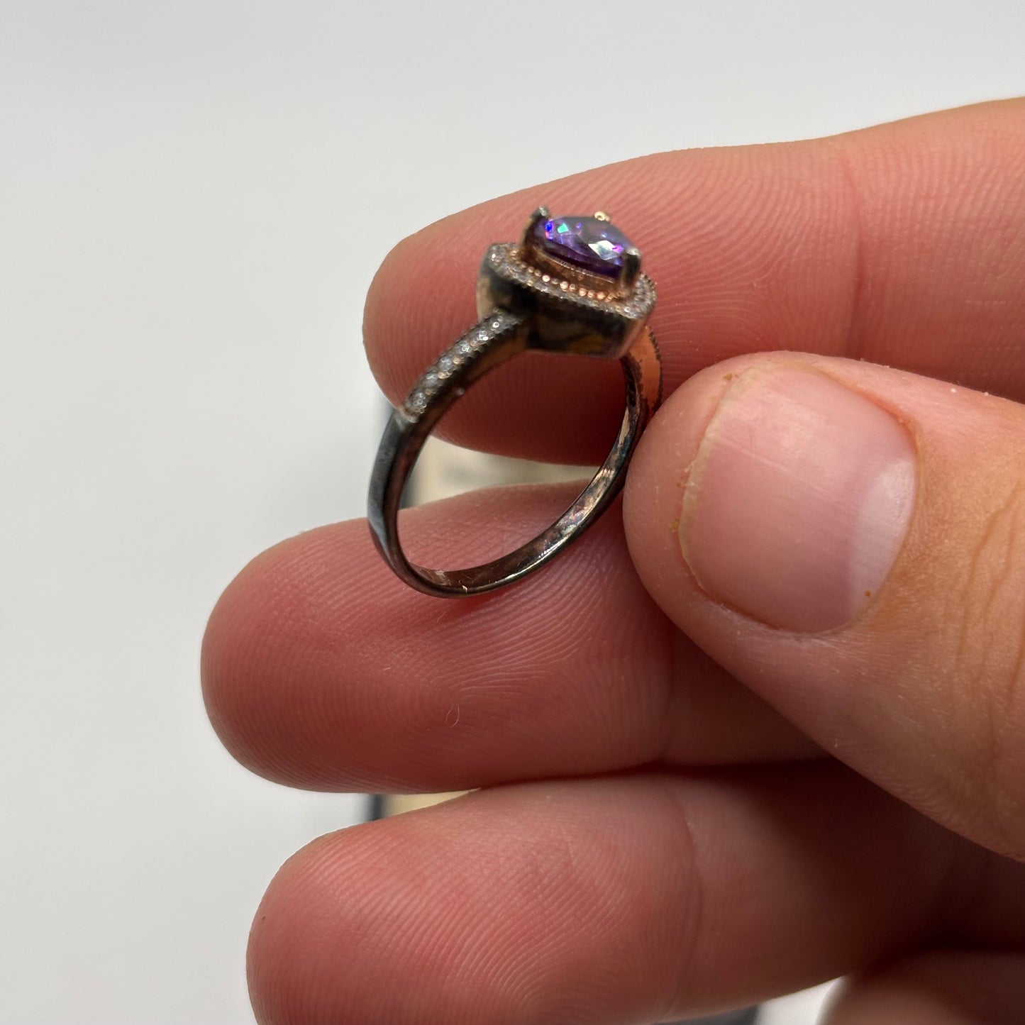 Silver Amethyst Heart Ring (M)