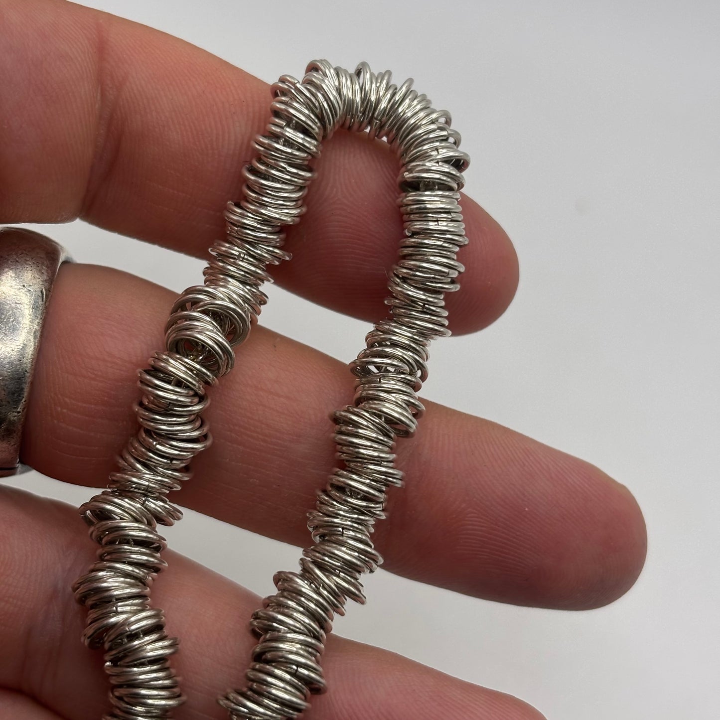 Silver 7.5” Heavy Unusual Bracelet