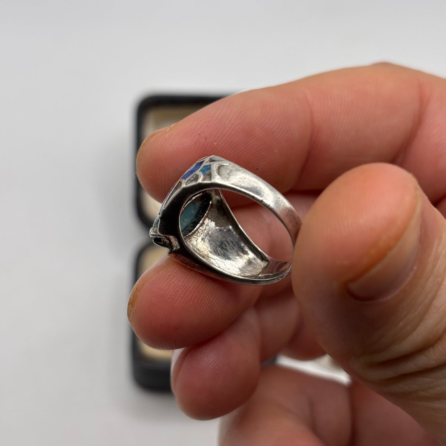 Silver Turquoise & Enamel Ring