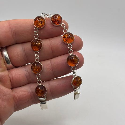 Silver 7” Amber Bracelet