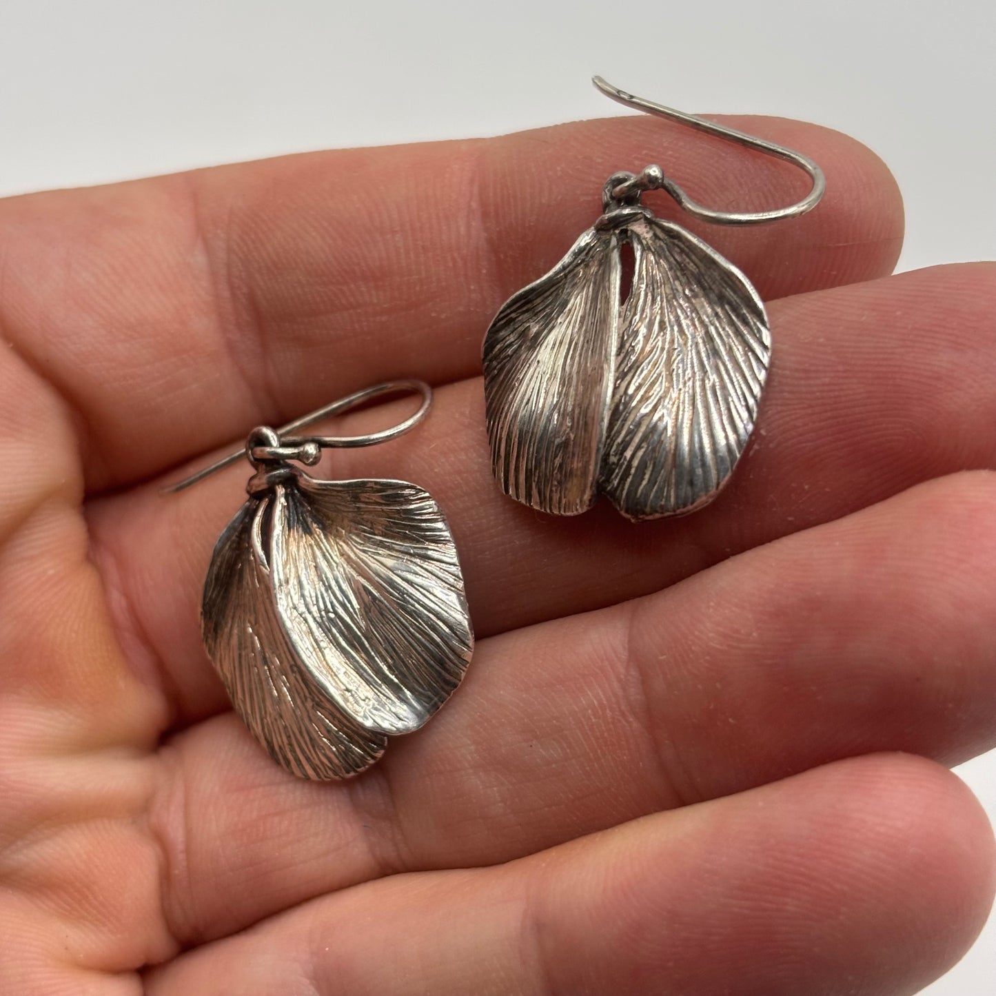 Silver Petal Earrings