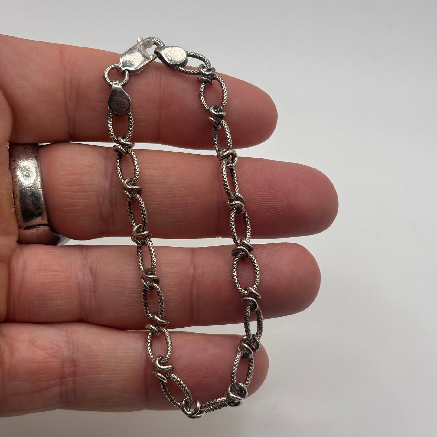 Silver 7.5” Unusual Link Bracelet