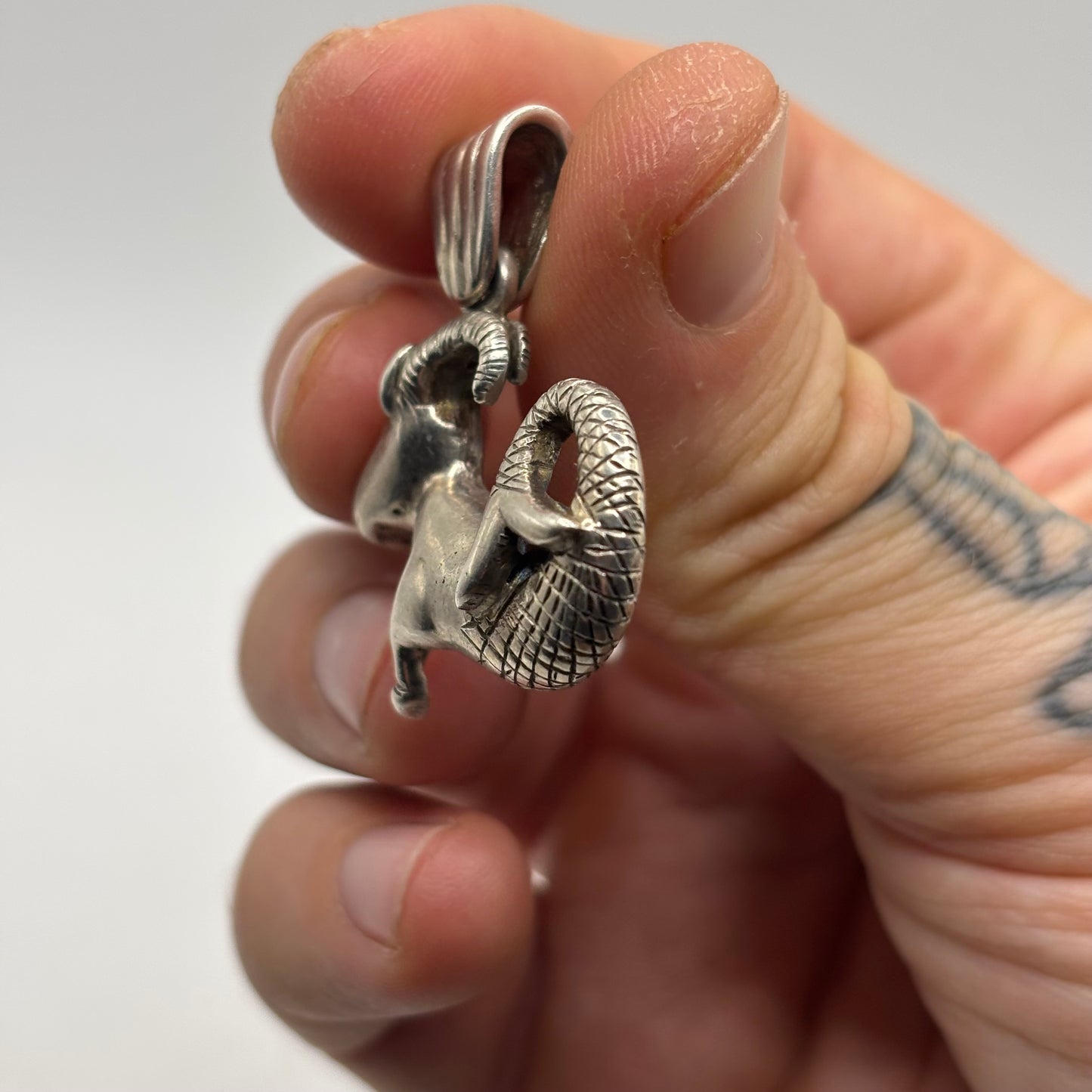 Silver Heavy Capricorn Pendant