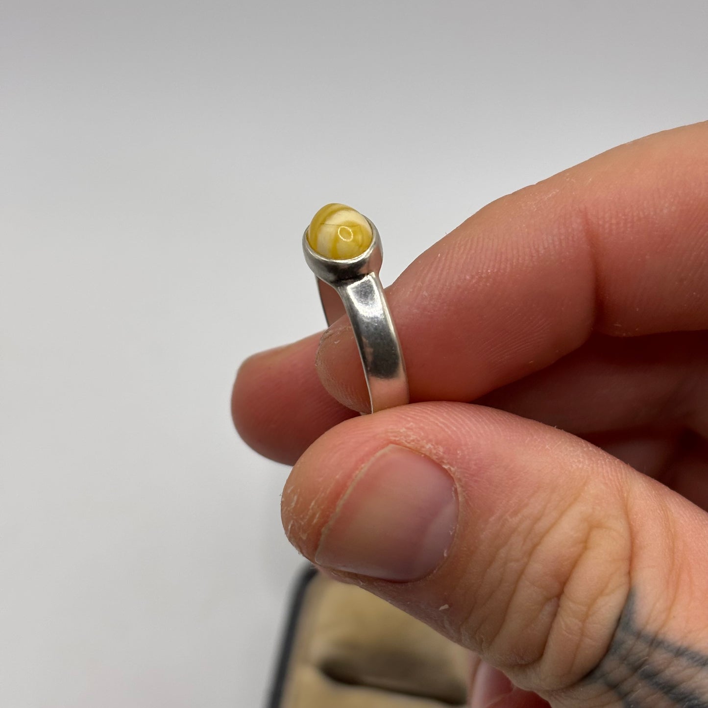 Silver Butterscotch Amber Ring