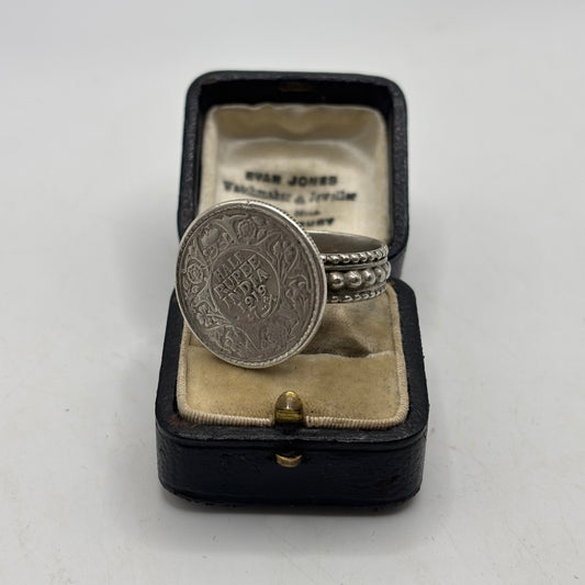 Silver Rare 1919 Half Rupee Coin Ring (T)
