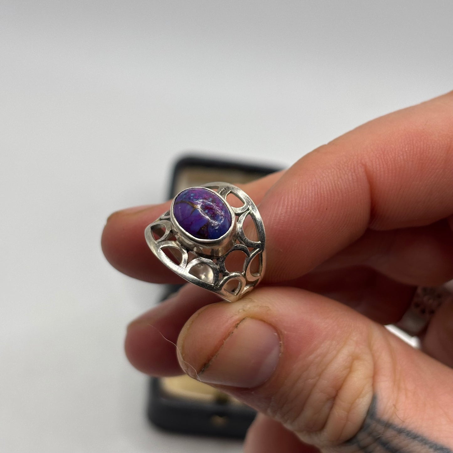 Silver Copper Purple Turquoise Ring (V)