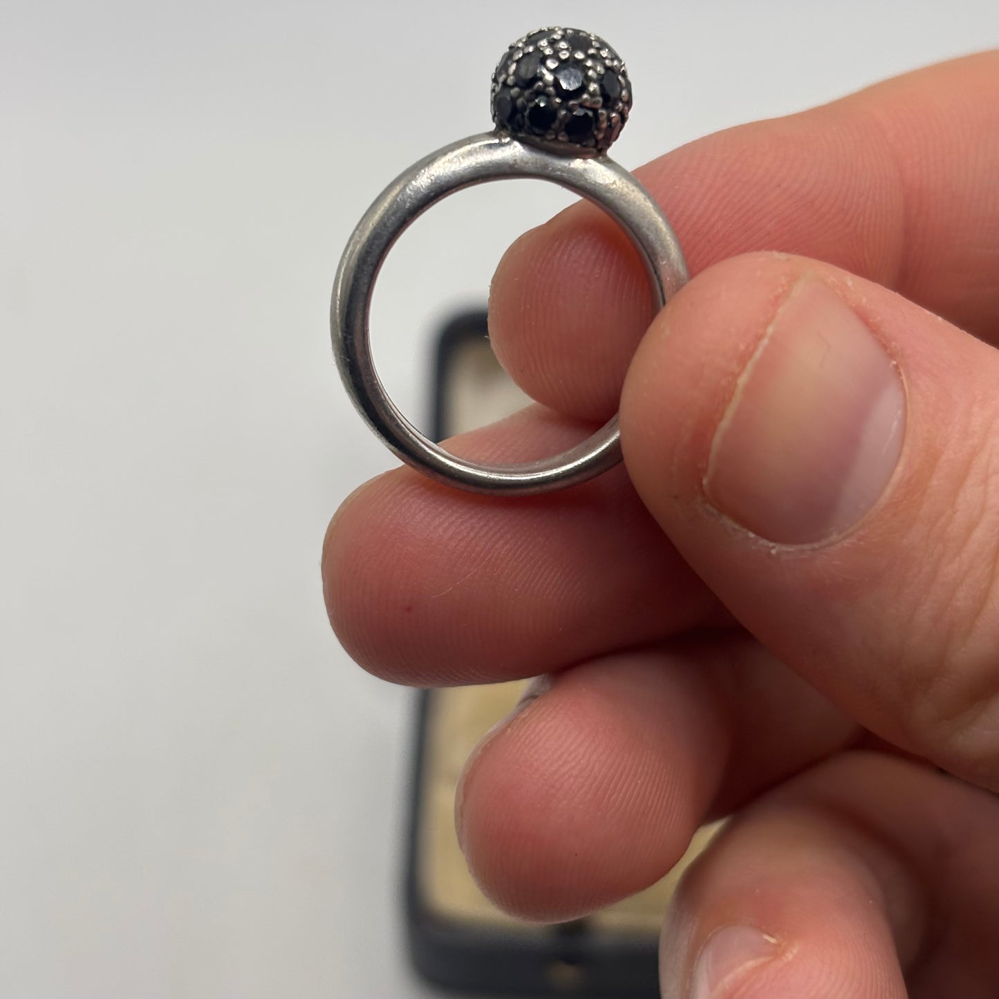 Silver Black CZ Ti Sento Ring (N)