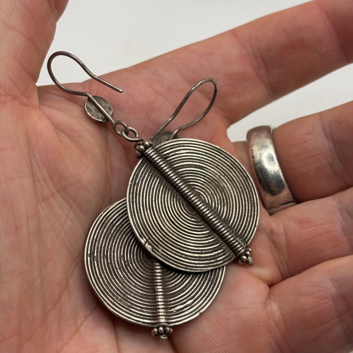 Silver Heavy Abstract Earrings