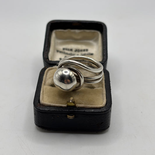 Silver Abstract Ball Ring