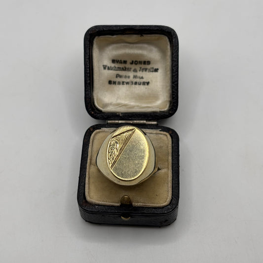 Silver Gold On Silver Vintage Signet Ring