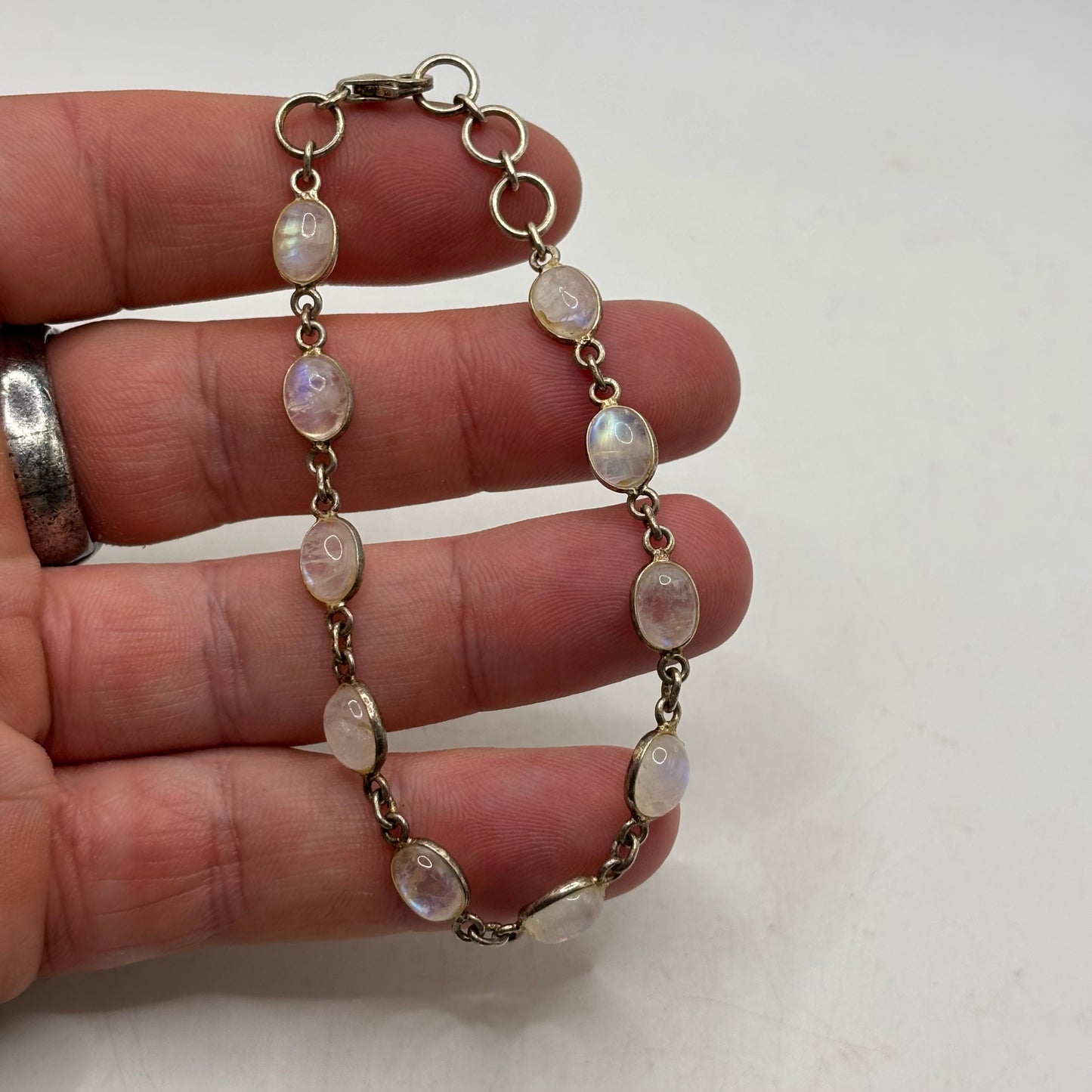 Silver 7-8” Moonstone Bracelet