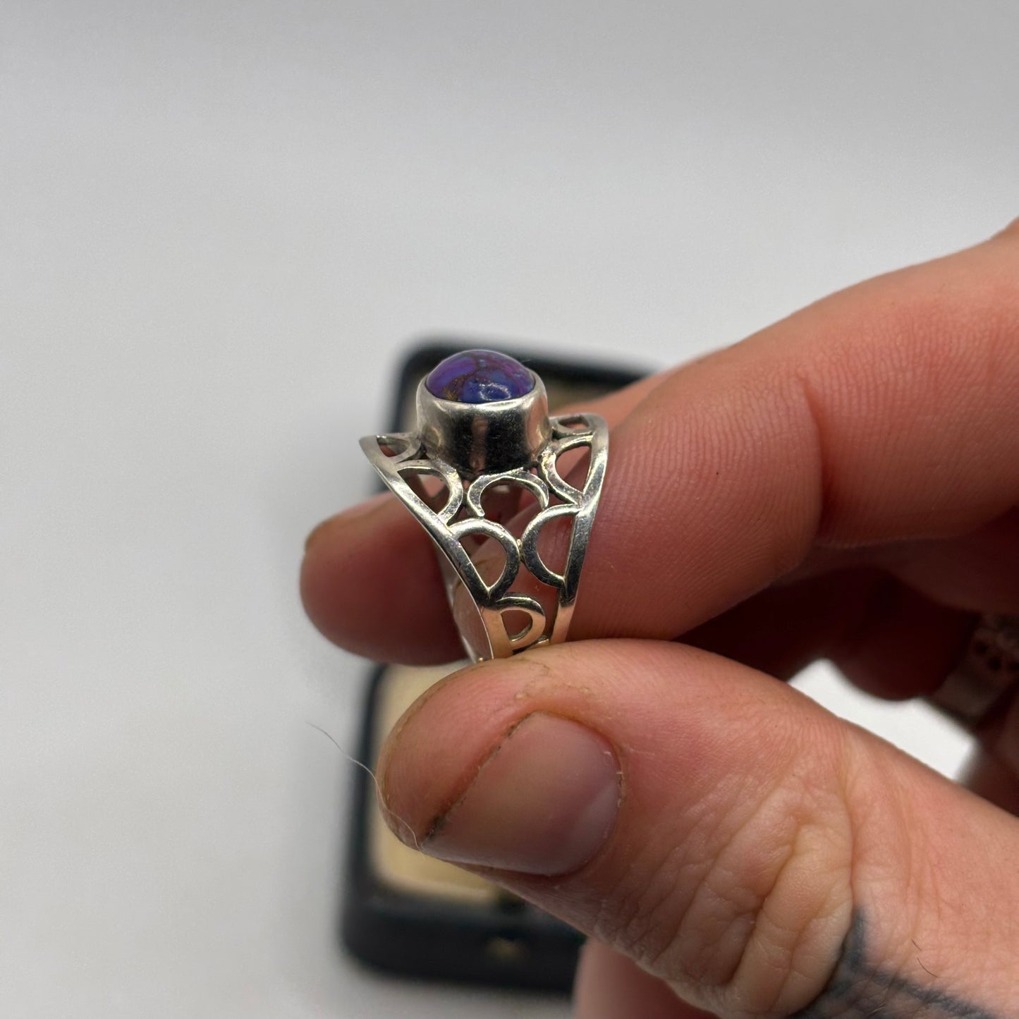 Silver Copper Purple Turquoise Ring (V)