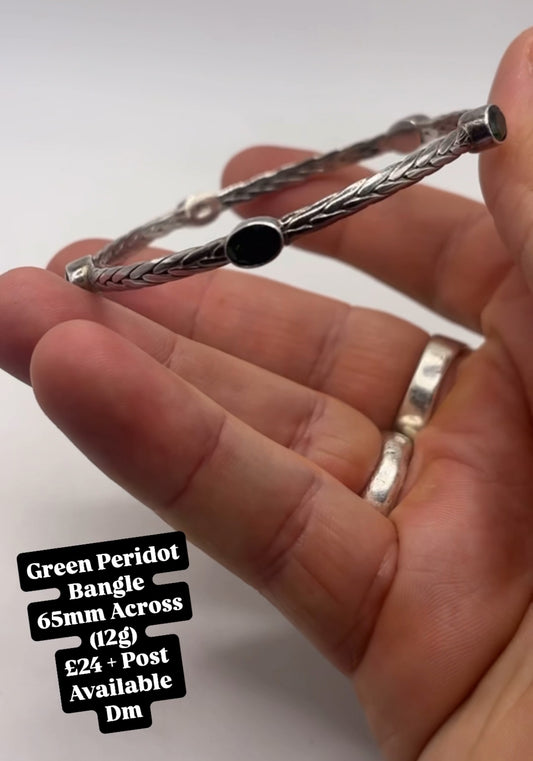 Silver Peridot Bangle